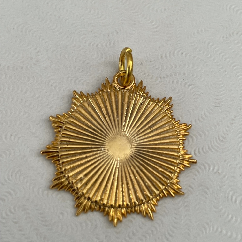 Radial Round Sun Pendant Textured Token Medallion